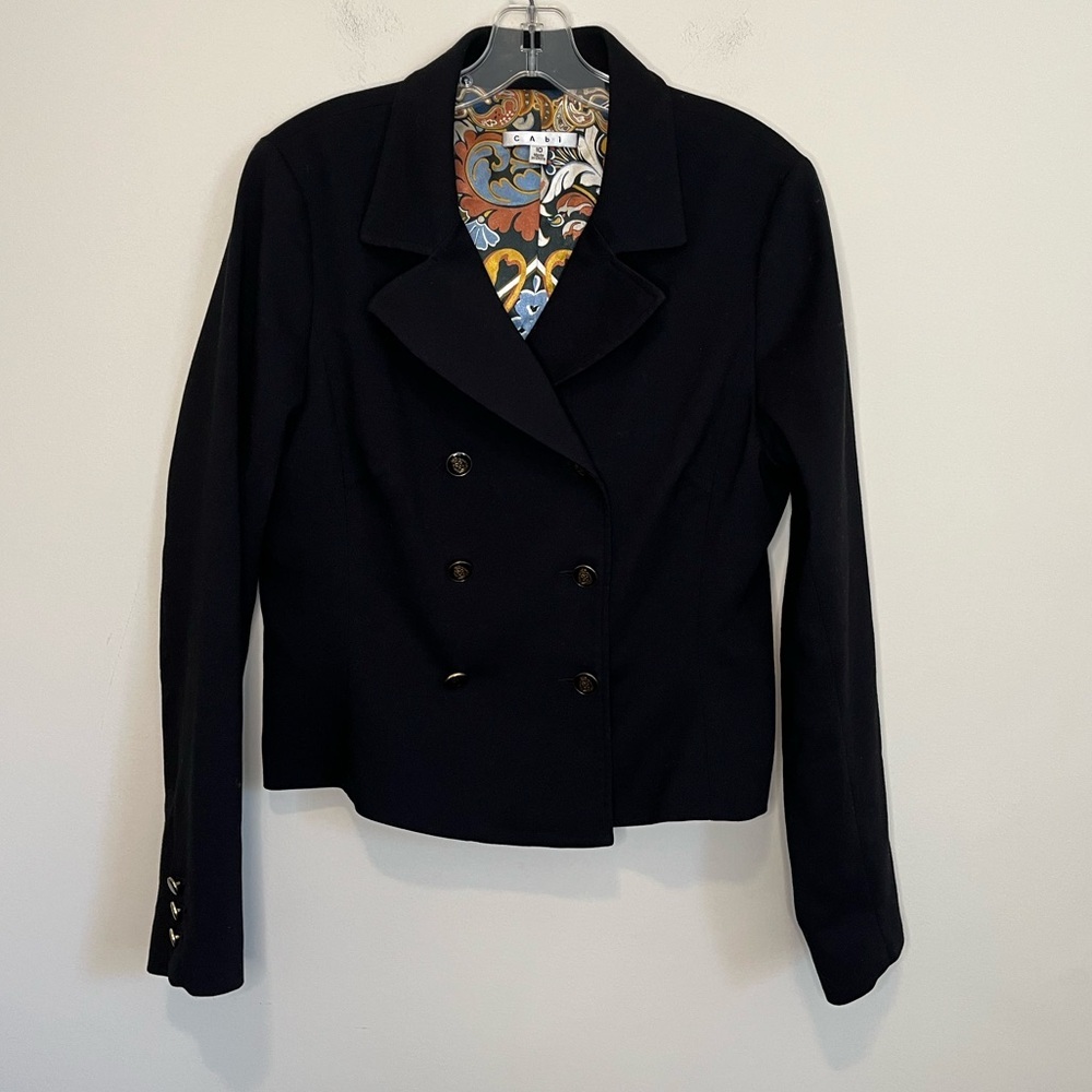 CAbi Navy Double-Breasted Blazer with Gold-Tone Buttons - Picture 7 of 16